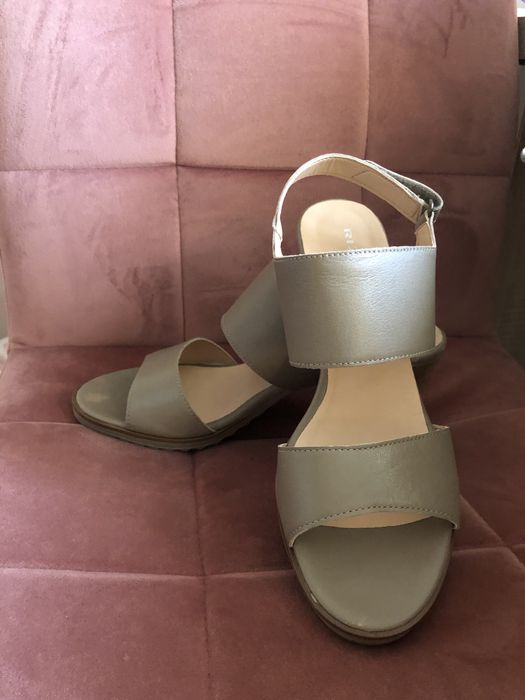 Sandale gri / bej / taupe, piele interior-exterior | marimea 39