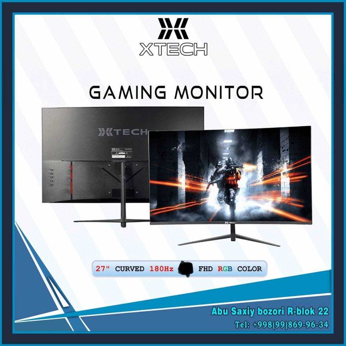 XTECH Monitor 27"IPS FHD RGB color (Curved- FLAT)