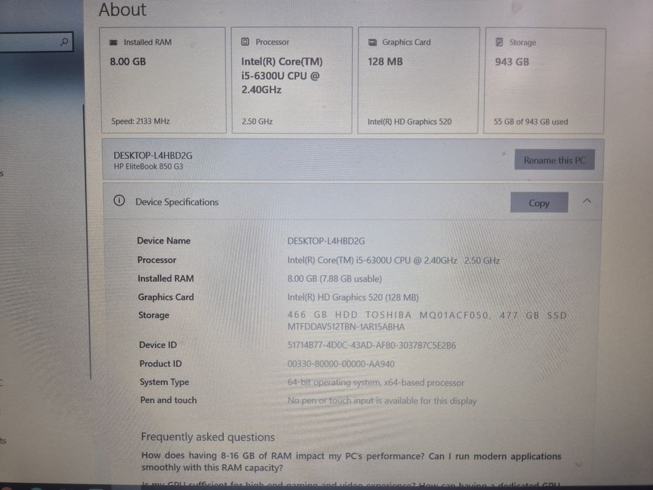 HP Elitebook 850