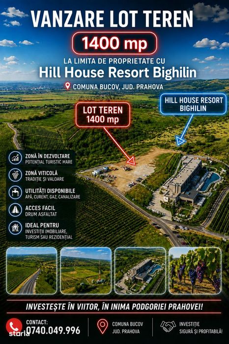 Teren 1400 mp Bucov | La limita Hill House Resort Bighilin