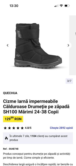 Vând cizmulițe călduroase și impermeabile pentru copil, mărimea 30