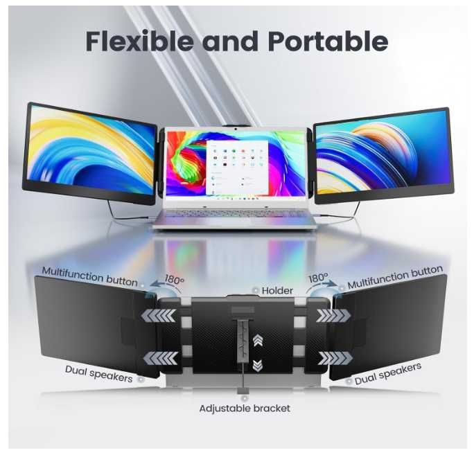 Temagee s2 extern monitor dual screen 2x"14 inch Ips