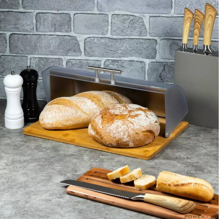 Cutie pentru paine, din acril-bambus, cu maner din fier, KingHoff