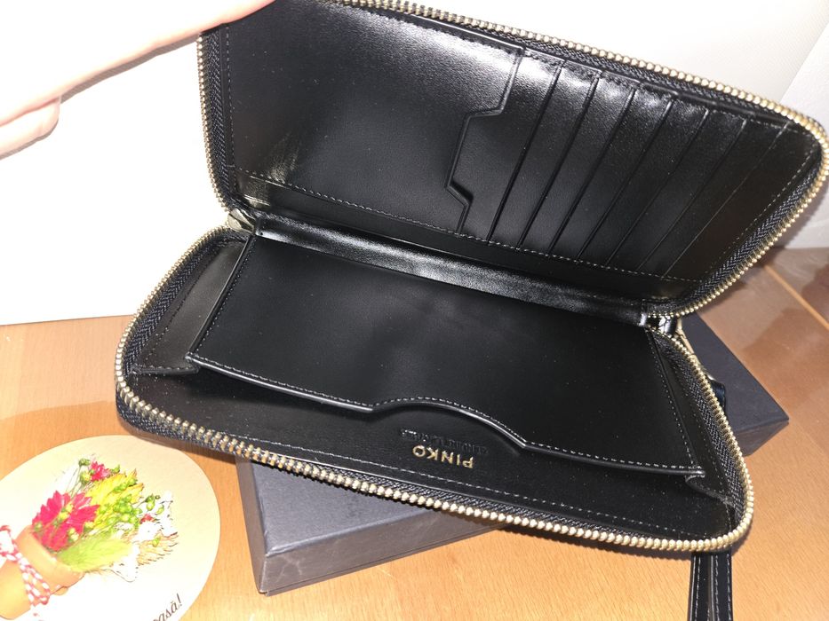 Portofel dama xxl PINKO, piele, negru, Nou