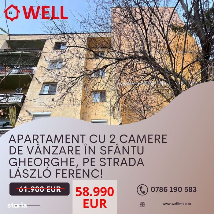 Apartament cu 2 camere de vânzare pe str. László Ferenc!
