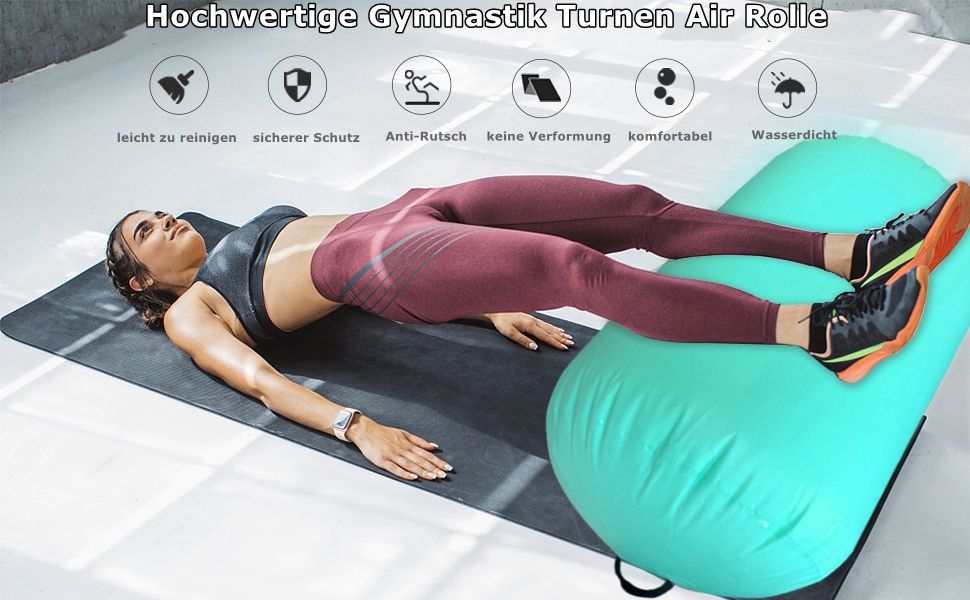 Надуваема гимнастическа ролка MEKETUM, 100x60 см, зелена