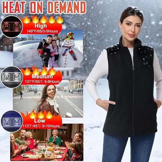 Дамска отопляема жилетка от полар, батерия 10000 mAh, 5 зони, М