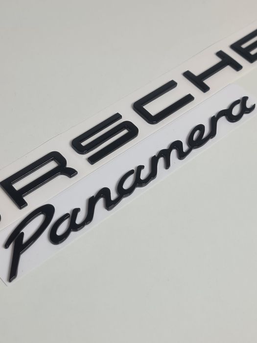 Pachet-Set-Emblema-Sigla-Logo-Stema-Spate-Haion-Porsche-Cayenne-Panamera-Macan-Negru-Lucios-Full-Black-Turbo-4-S-GTS-Poze-Reale