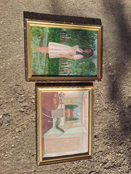 tablou vechi pictura romaneasca 41/55 cm semnat datat 1980