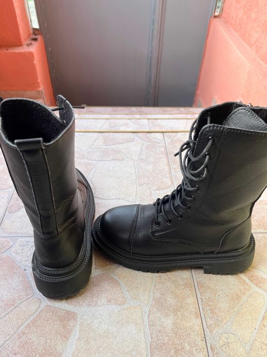 Дамски ботуши до средата на прасеца Дебел Ток Страничен Цип 37 номер