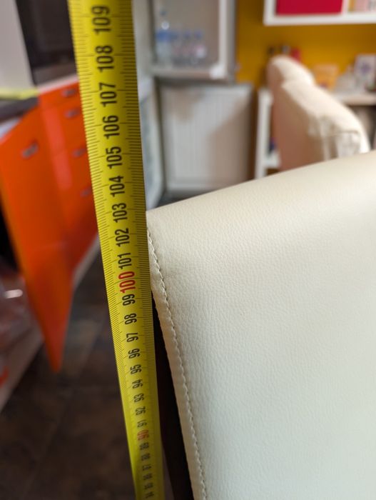 Кухненски трапезни столове 6 бр бяла еко кожа хромирани крака