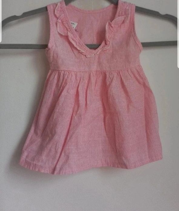 Rochiță bebe 6-9 luni – USPA, roz cu dungi fine