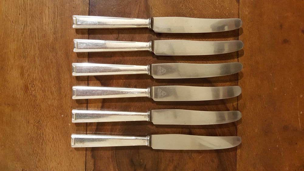 Винтидж трапезни ножове с посребрени дръжки Bruckmann Solingen – 6 бр.