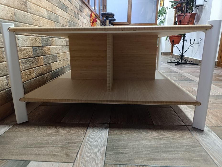 Masuta de cafea, alb/bambus deschis JATTESTA Ikea 80x80cm