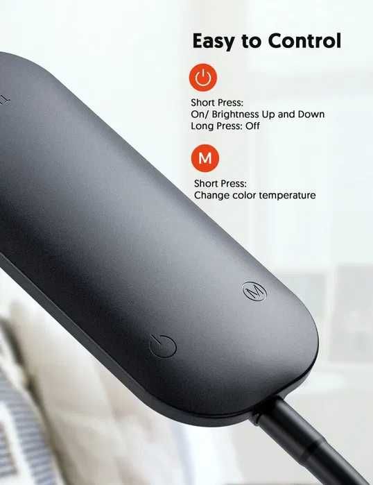 Подова лампа TECKIN, димируема черна лампа с 5 цвята и 4 яркости