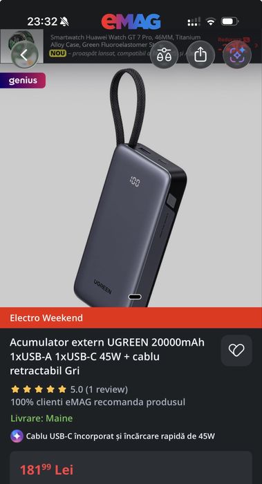 Baterie externa UGREEN 20000mAH