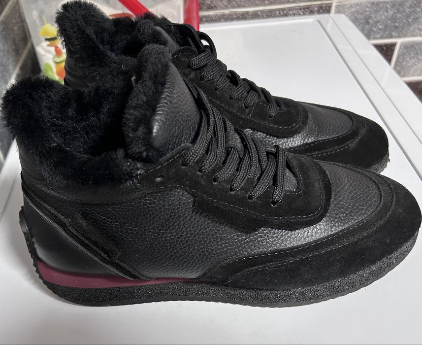 Кожанные ботинки зима натуралка