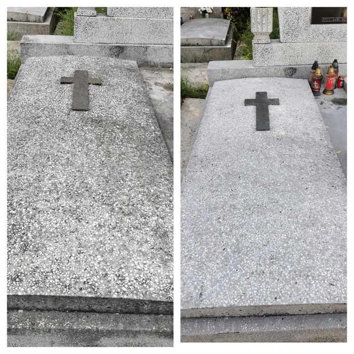 Curatare profesionala monumente funerare, morminte, piatra, caramida