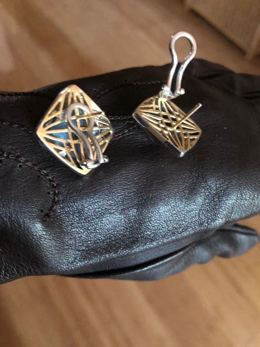 Клипсы с голубым топазом