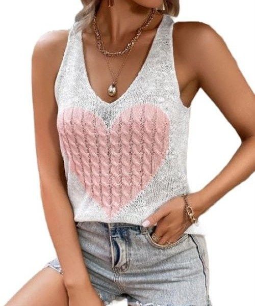 Дамски плетен потник сърце.