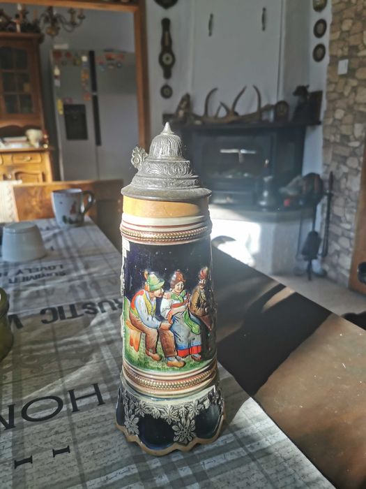 Германия керамична бирена халба с музикален механизъм