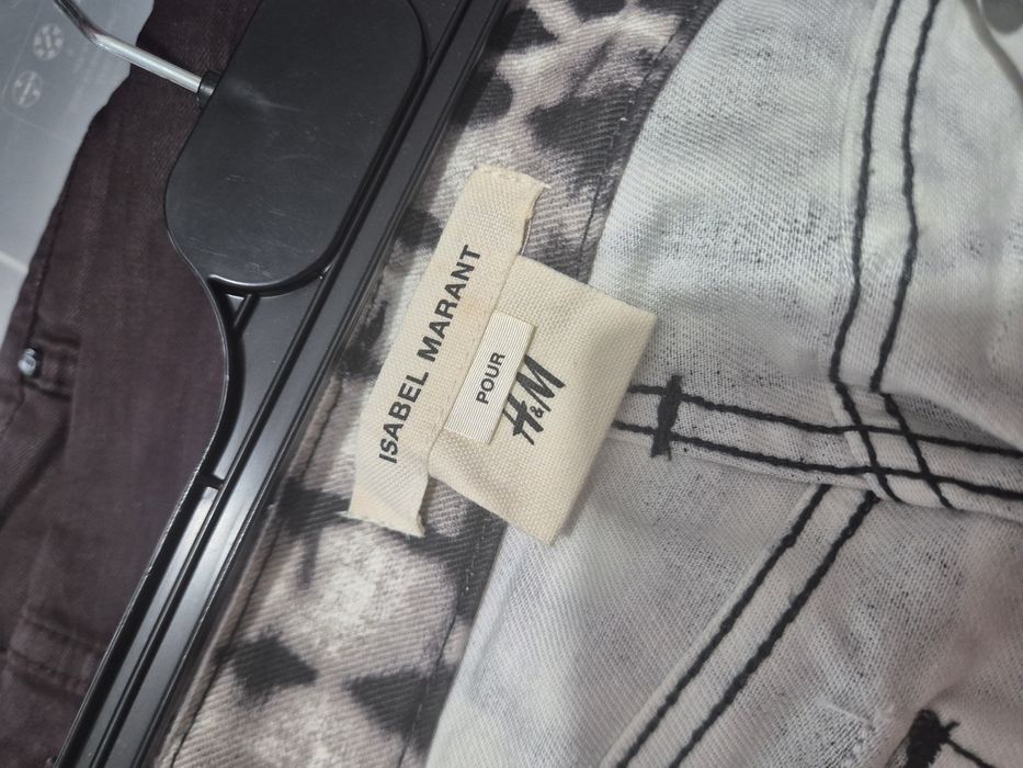 Blugi Isabel Marant pour H&M – imprimeu alb-negru, stil biker, mărimea 36