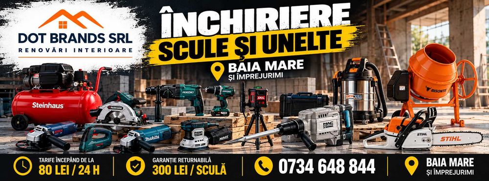 Închiriez scule și unelte – Baia Mare | De la 80 lei/24 h