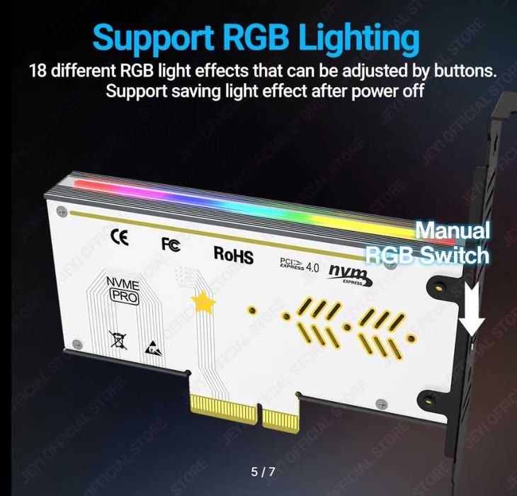 Адаптер PCI-E 4.0 → M.2 NVMe JEYI Volleystar Gen2 | до 64 Гбит/с