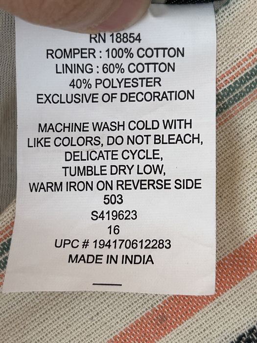 100% cotton детский комбинезон