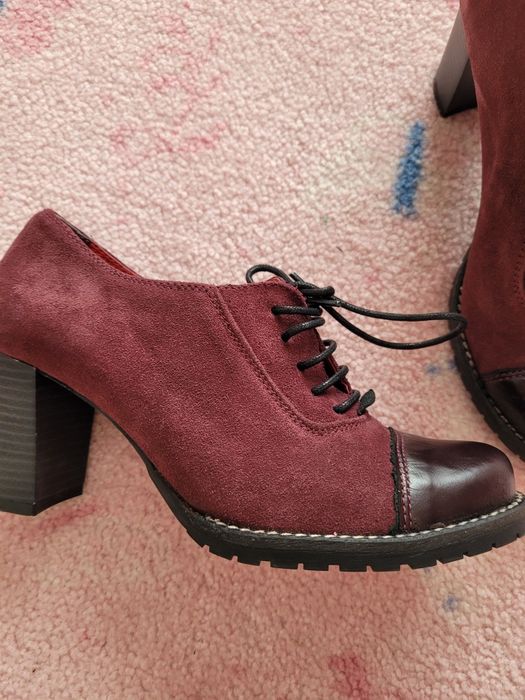 Pantofi cu toc BbUP piele intoarsa,  36 si 37