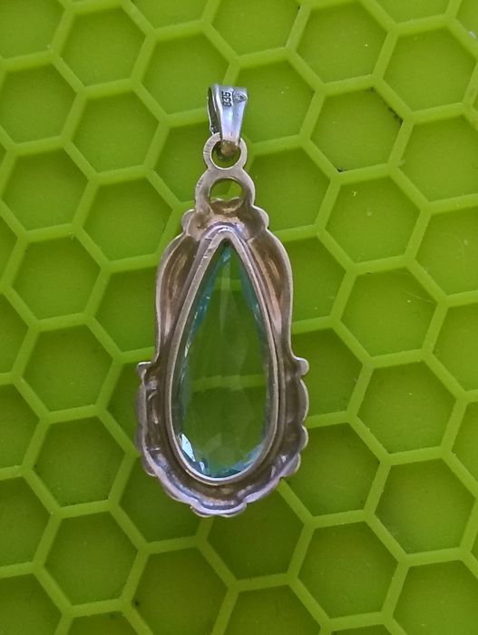 Pandantiv argint 835 cu acvamarin natural