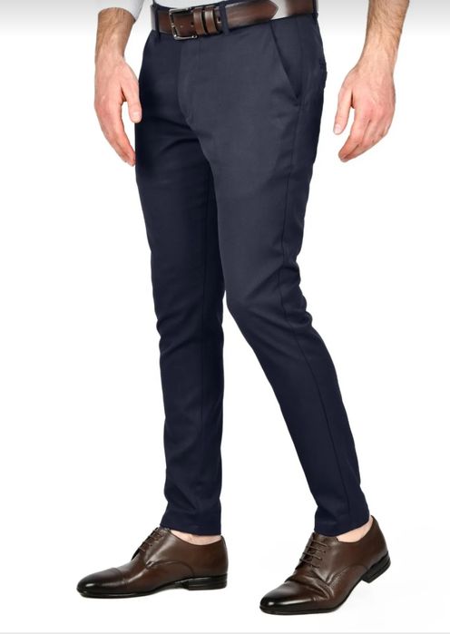 Мъжки тъмносини ленени панталони от ликра