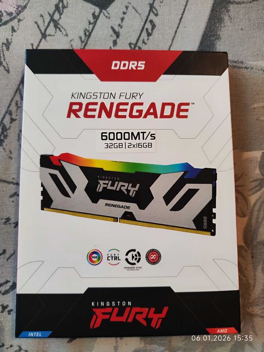 Рам памет 32GB DDR5 6000 Kingston Fury Renegade RGB 2 X 16GB Гаранция