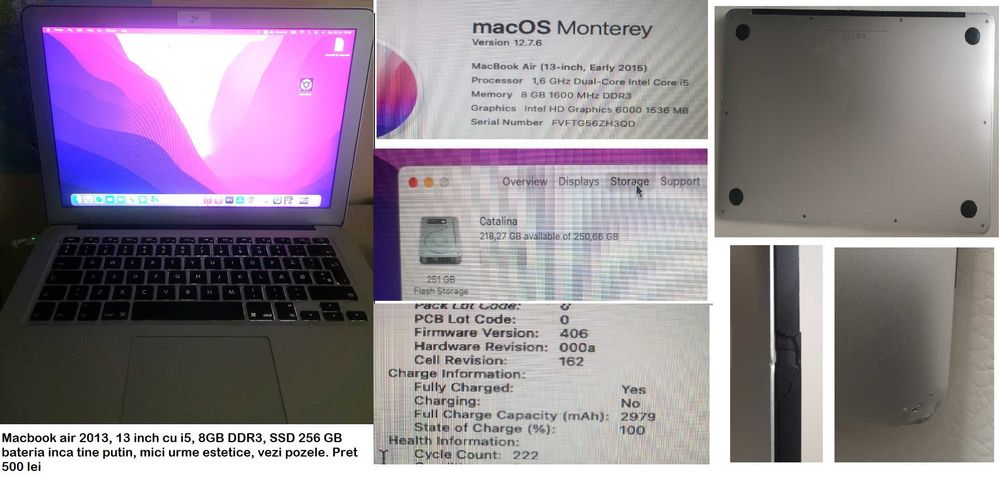 Vand/dezmembrez macbook 2016, 8 Gb DDR3, SSD 512Gb, retina