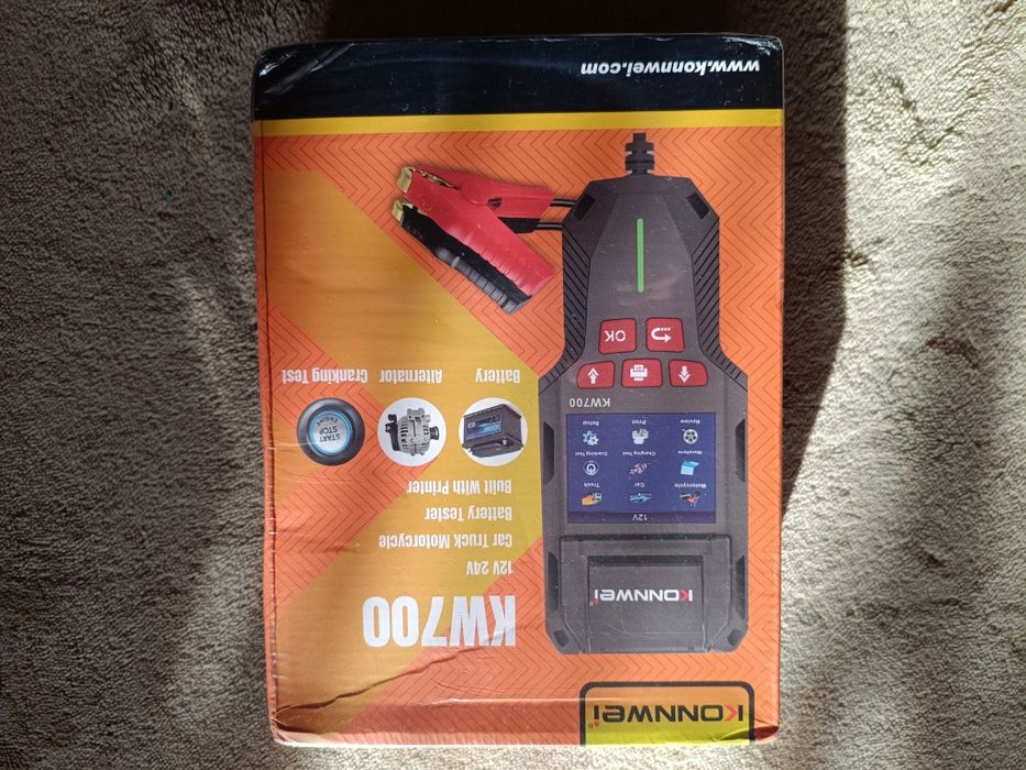 KONNWEI KW700 - Analizor / Tester BATERIE Auto 12V / 24V PROFESIONAL cu IMPRIMANTA integrata, Rating 10-2000 CCA, Capacitate 5-220 Ah - NOU / SIGILAT