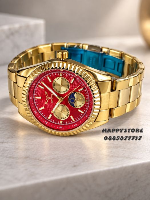 INVICTA Emerald gold red dial unisex 38 mm, Инвикта нов унисекс часовник