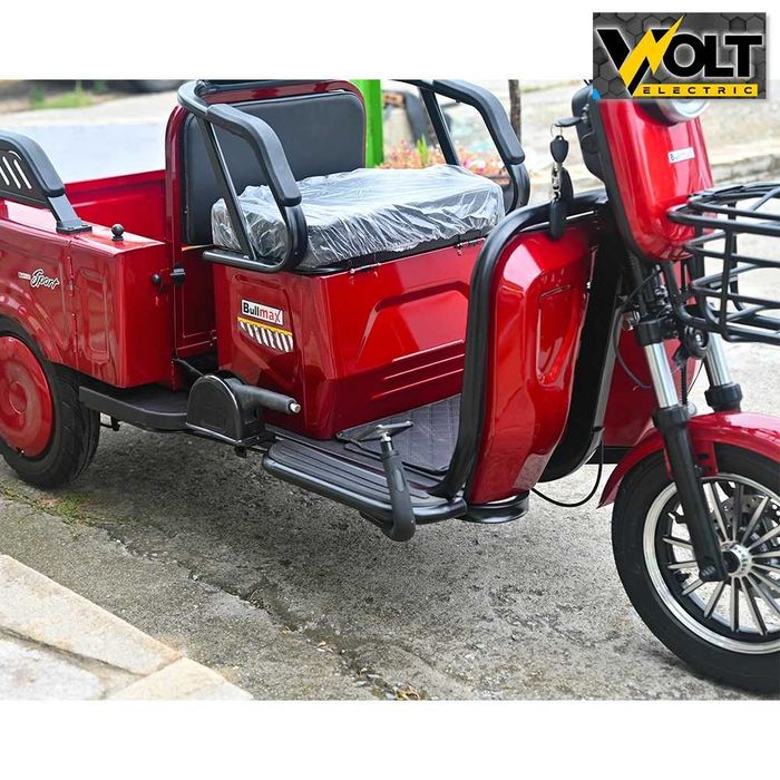 Двуместна CARGO електрическа триколка BULLMAX A10 CE, 60V, 2800W, 20Ah, 24м.гаранция и сертификат