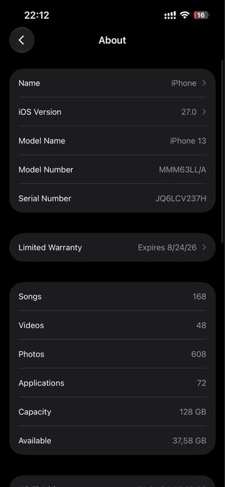 Iphone 13, 128 gb, 89%, никогда не вскрывался