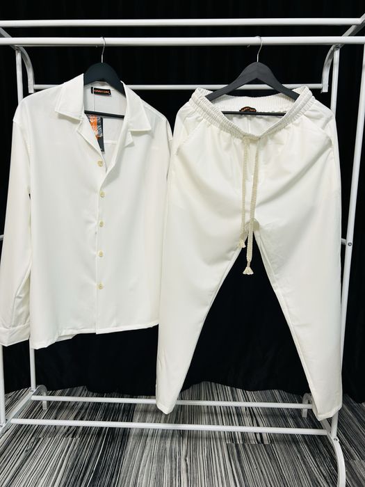 Set barbati crem camasa + pantaloni outfit vara casual elegant premium
