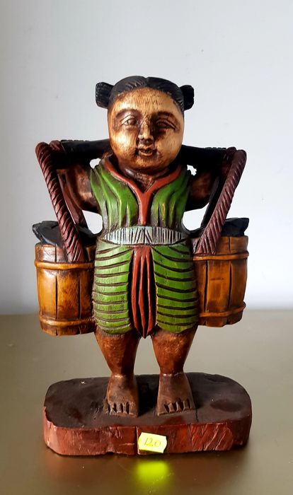 Statuete vechi budiste și tribale din lemn exotic
