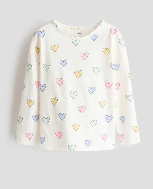 Bluză din jerseu de bumbac cu imprimeu