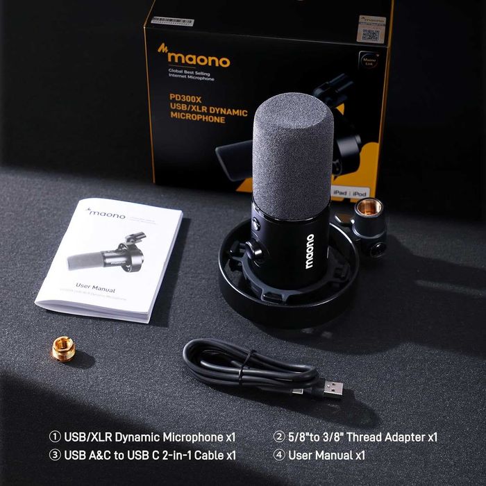 Динамичен микрофон Maono PD300X USB/XLR