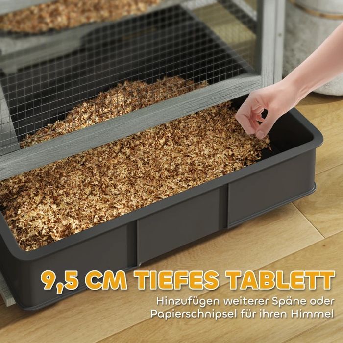 Дървена клетка за гризачи на 4 нива с къщички, люлка