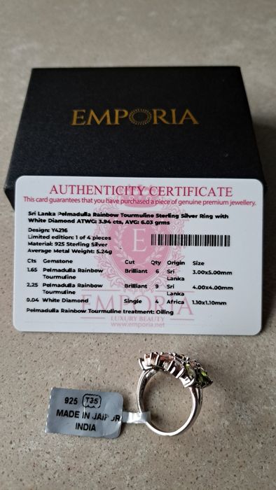 Inel argint 925 turmalina curcubeu