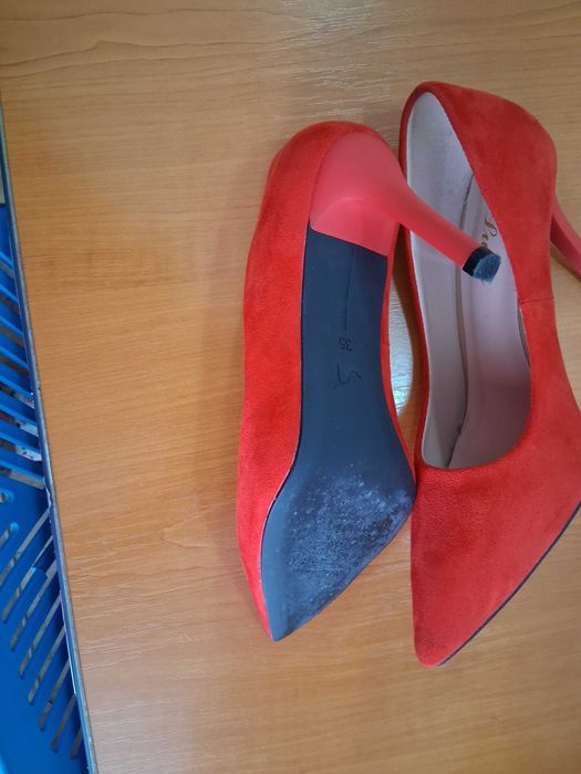 Pantofi eleganti roșii catifea