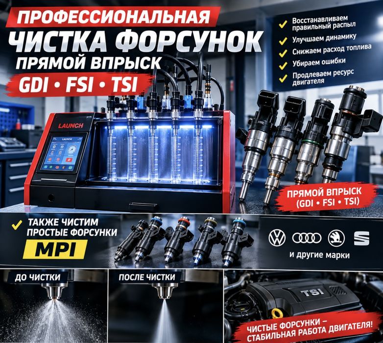 Чистка ФОРСУНК MPI.GDI.TSI.FSI.24/7 снятием и Без снятием.. АВТОЭЛЕКТР