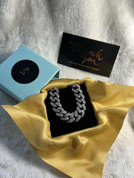 Bratara Cuban Argintie Ice Zirconiu Inox