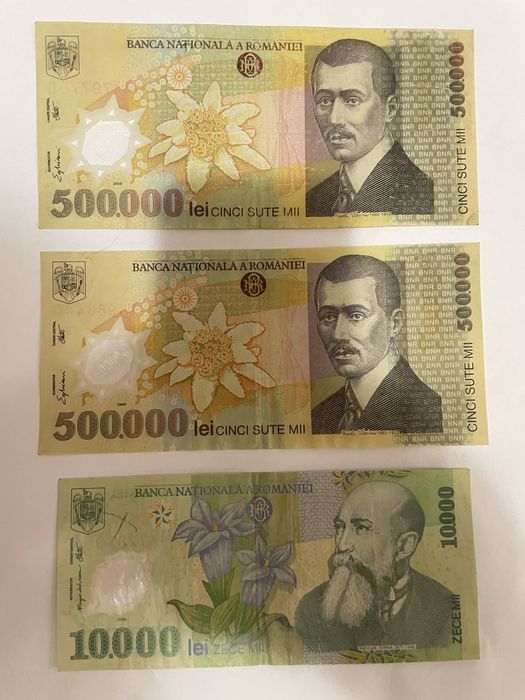 RARITATE – Set Bancnote vechi România, 500.000 lei Ghizari serie 001A