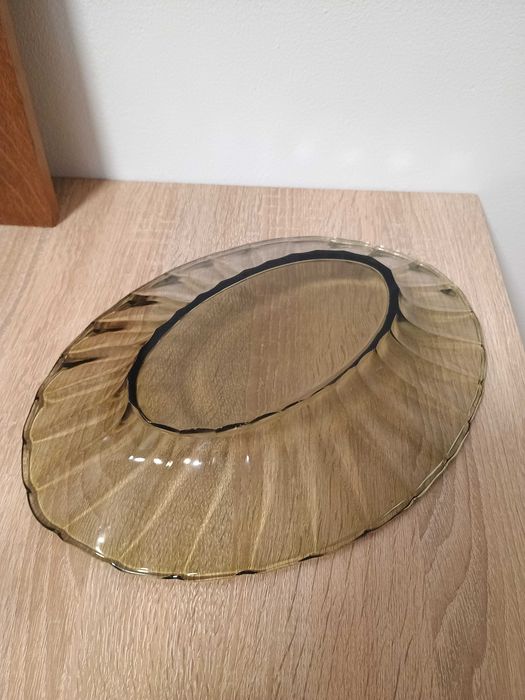 Farfurie bol servire sticla presata fumurie vintage retro