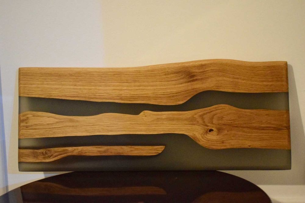 Platou din lemn de stejar și rășină epoxidică